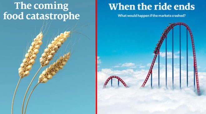 The Economist dergisi yeni kapağında açlık krizine dikkat çekerek buğday başaklarını kuru kafa olarak yansıttı